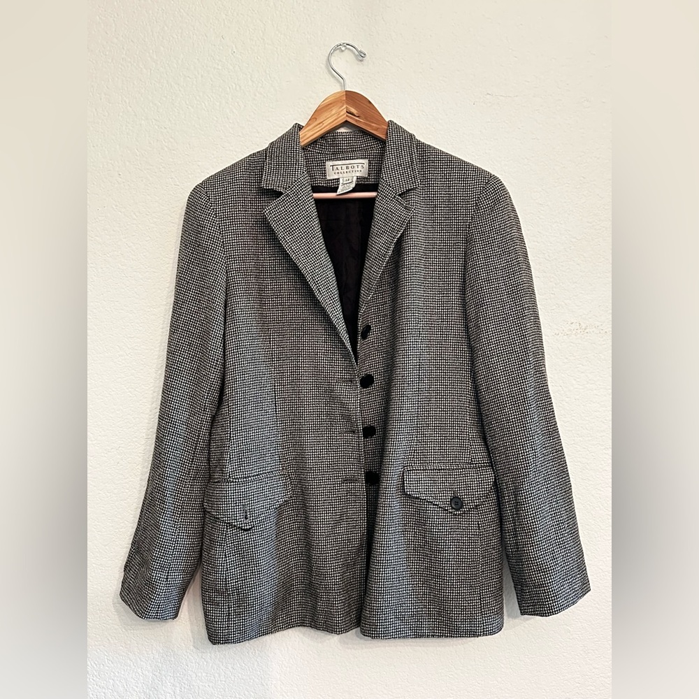 Talbots Black & White Houndstooth Blazer